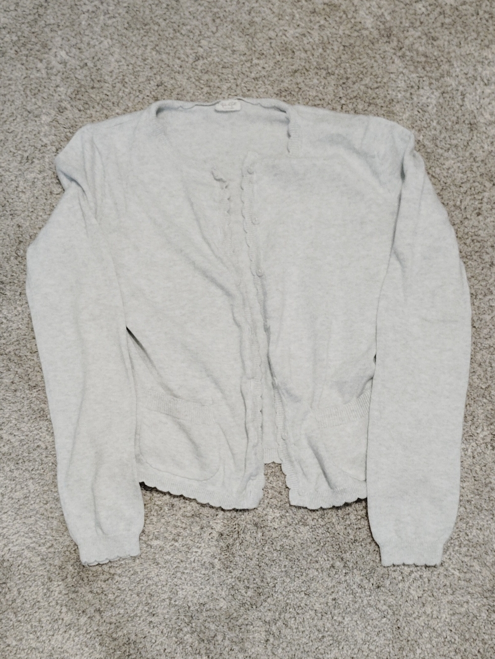 Brandy Melville Light Gray Scalloped-Trim Cardigan